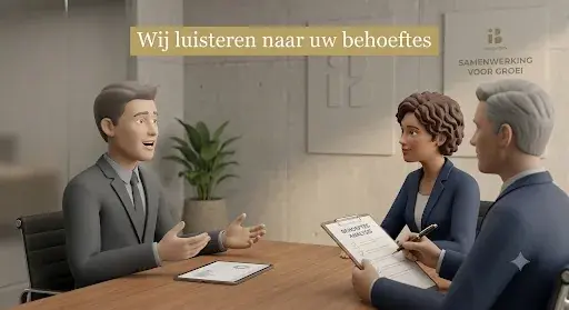 Strategisch gesprek waarin de behoeften van de ondernemer centraal staan.